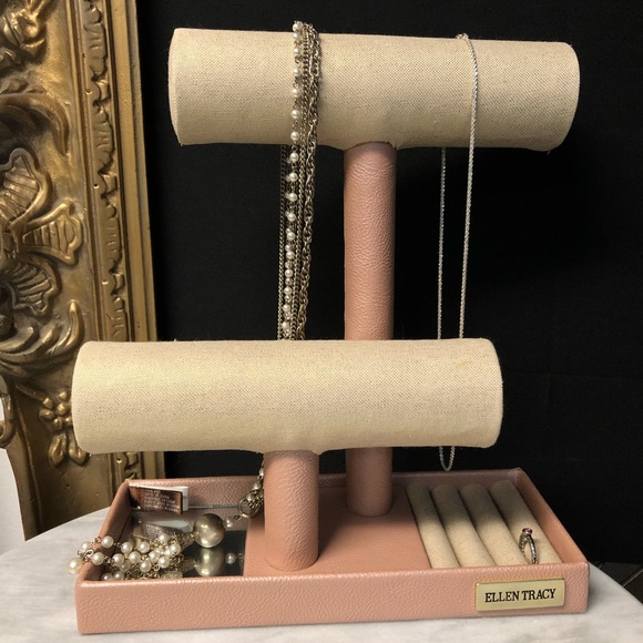Ellen Tracy Jewelry Stand Display Necklace Bracelet Rings Storage Pink Gold - Picture 1 of 5